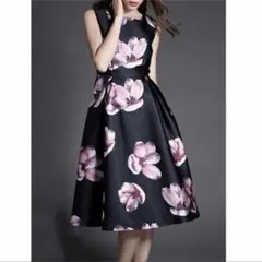 花柄Aラインフレアワンピース  ドレス