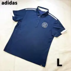 adidas エンブレム刺繍 グラフィック柄 吸汗速乾ストレッチ半袖シャツ L