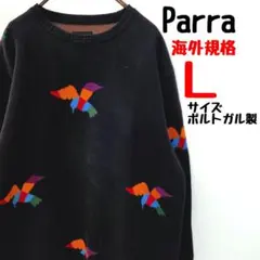 美品 Parra パラ 総柄 デカロゴ ビッグロゴ ニット セーター