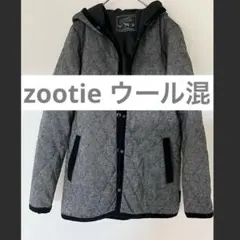zootie ウール混 キルティングジャケット フードコート S グレー 黒