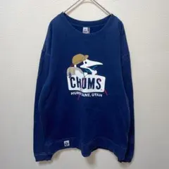 チャムス　ペンギン　トレーナー　裏起毛　　長袖　ネイビー　カジュアル　M
