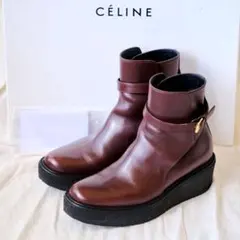 CELINEセリーヌ ボルドーショートジョッパーブーツ35.5のサムネイル