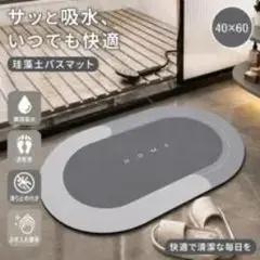 珪藻土バスマット 40×60cm グレー 滑り止め付のサムネイル