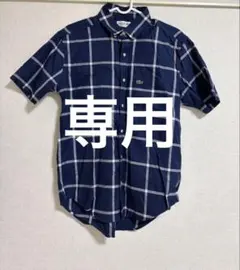 LACOSTE チェック柄 半袖シャツ ボタンダウン ネイビー　FR39のサムネイル