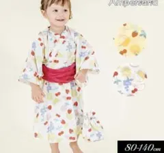 新品　 AMPERSAND アンパサンド 巾着付きフルーツ柄かぶり浴衣　120