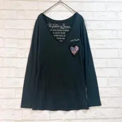 メッセージプリント【chain reaction】Tシャツ ハート型スパンコール