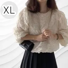 韓国　長袖　シャツ　カットソー　スリーブ　トップス 　着痩　XL 体型カバー