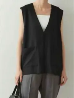 オペークドットクリップ　Vネックプルオーバージレ【洗濯機洗い可】