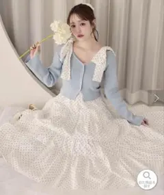 ナイスクラップ 【肩リボン取り外し可能】カーディガンセット2枚セットワンピ