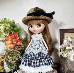 黒チェックエプロンワンピセット ブライス アウトフィット