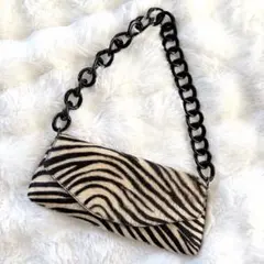 【美品】LEJOUR ルジュール 黒×薄茶 ゼブラ柄 ハンドバッグ