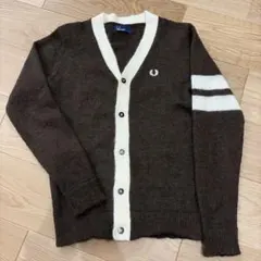 FRED PERRY ブラウン Vネックカーディガン S