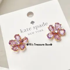 B575/kate spade/パープルパラダイス クリスタルフラワーお花ピアス