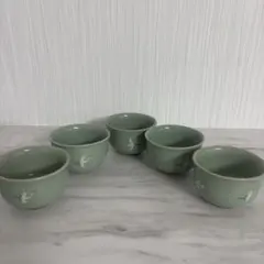 青磁 韓国陶窯 東谷 金正黙　湯呑み5個