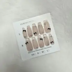 現品 ネイルチップ 韓国 量産型 ワンホン フレンチガーリー マグネット リボン