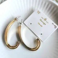新品未使用タグ付チタンポストゴールドエナメルアクセサリーピアス