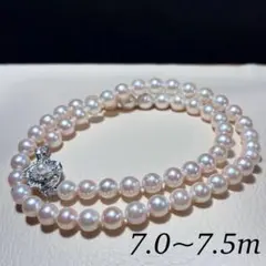 ホワイトピンク✨️ あこや真珠 パール ネックレス 約7.0~7.5mm 本真珠