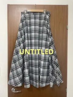 UNTITLEDアンタイトル 黒白チェックのロングフレアスカートLのサムネイル