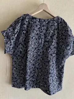ジョリープッペ 動物刺繍 ティアードチュニックブラウス 濃紺 42 
