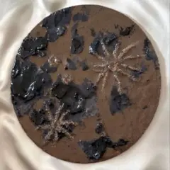 花の絵 原画｜黒い花 円形25cmアクリル画 壁掛け 絵画 テクスチャー