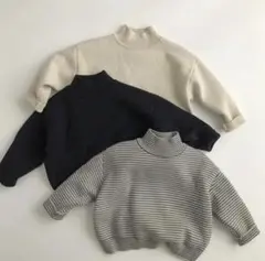 韓国子供服 ベイカー 裏起毛トレーナー ハイネック ブラック baker