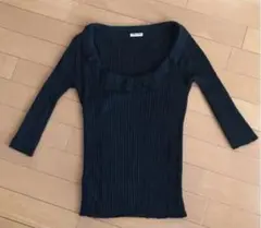 MIU MIU ブラック　カシミア　リブニット 五分袖