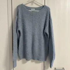 GU ジーユー シャギーニット くすみブルー Lサイズ