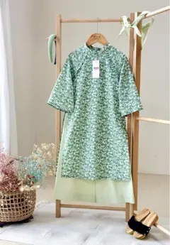 No.ADT2503ハンドメイド女の子ベトナム可愛いアオザイセットヘヤバンド付き