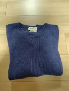 Eddie Bauer コットンニット　ネイビー　M　前V　90s　HARU