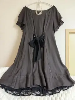 新品！axes femme ウエストリボンＡラインドレス　M 茶色結婚式入学式