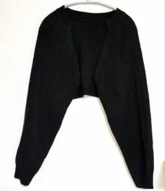 ＊ SHEIN リブ編み ブラック クロップドカーディガン ＊