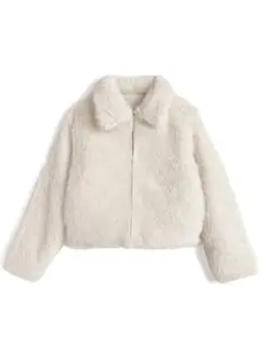 ステンカラーファーコートアイボリー kd112