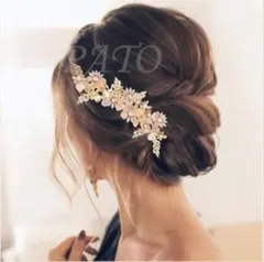 フラワーリーフクリップ ヘッドドレス＜ローズゴールド＞☆ アクセサリー ボンネ