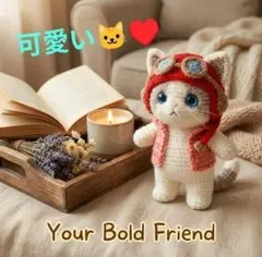 可愛い❤️69 あみぐるみキット パイロット猫 赤 大人気❣️