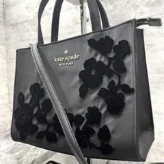 極美品✨ ケイトスペード サム ショルダーバッグ 2way 金具 黒 フラワー
