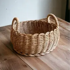 丸いバスケット　洗えるかご　電子レンジオッケー