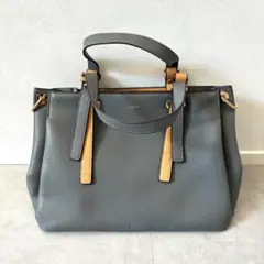 nano ハンドバッグ バイカラー 内ポケット付き まちあり シンプル ロゴ入り