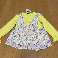 新品！タグ付き　カルディア　ベスト付きロンT イエロー　花柄　120のサムネイル