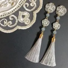 No.6212 水引 ピアス タッセル シルバー 和装 成人式 全長約11.5㎝