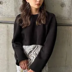 EMODA タックスリーブソリッドトップ　ブラック　スウェットのサムネイル