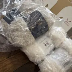 5 エコファーベージュ2個コレクション、白二￼箇　毛糸　合計4こ