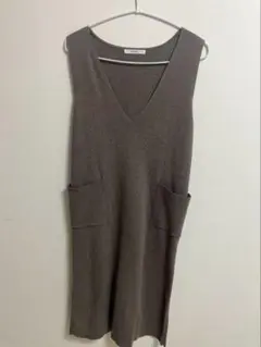 DISCOAT 深V ノースリーブ ニットワンピース