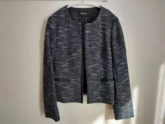 ノーカラー　ツイードジャケット
