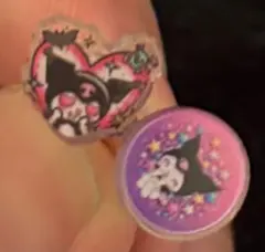 ハートと丸のデザインのガラスピアス