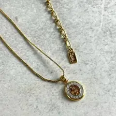 イヴサンローラン YSL ネックレス ロゴ ゴールドラウンド ジルコニア