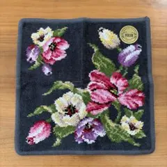 【新品】FEILER フェイラー花柄 タオルハンカチ ダークグレー