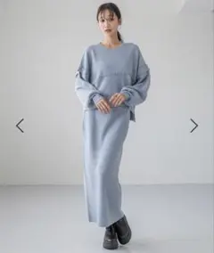 【美品】ローリーズファーム メローニットセットアップ ブルー 品番160647