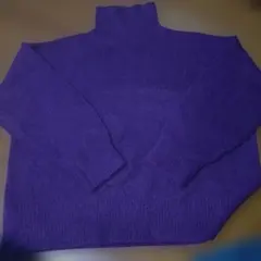 パープル タートルネック ニット 長袖