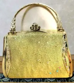 【最終価格】和装ハンドバッグ ラメ入り ゴールド