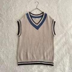 ナイスクラップ カレッジ ニットベスト Vネック チルデンニット 重ね着 F